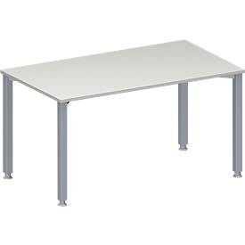 Schäfer Shop Genius Konferenztisch MODENA FLEX, Rechteck, 4-Fuss Quadratrohr, B 1400 x T 800 x H 720-840 mm, lichtgrau/weissaluminium RAL 9006