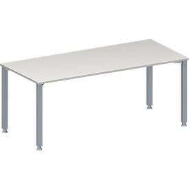 Schäfer Shop Genius Konferenztisch MODENA FLEX, Rechteck, 4-Fuss Quadratrohr, B 1800 x T 800 x H 720-840 mm, lichtgrau/weissaluminium RAL 9006