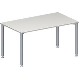 Schäfer Shop Genius Konferenztisch MODENA FLEX, Rechteck, 4-Fuss Rundrohr, B 1400 x T 800 x H 720-840 mm, lichtgrau/weissaluminium RAL 9006
