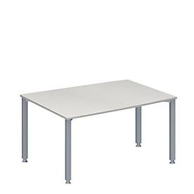 Schäfer Shop Genius Konferenztisch MODENA FLEX, Tonne, 4-Fuss Quadratrohr, B 1400 x T 1000 x H 720-840 mm, lichtgrau/weissaluminium RAL 9006