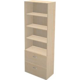 Schäfer Shop Genius Regal-Hängeregisterschrank-Kombination TETRIS WALL, B 800 x T 440 x H 2250 mm, Ahorn-Dekor