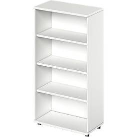 Schäfer Shop Genius Regal TETRIS WOOD, 4 OH, Höhe inkl. Gleiter, B 800 mm, weiss