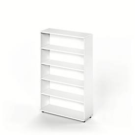 Schäfer Shop Genius Regal TETRIS WOOD, 5 OH, Höhe inkl. Gleiter, B 1000 mm, weiss