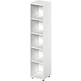 Schäfer Shop Genius Regal TETRIS WOOD, 5 OH, Höhe inkl. Gleiter, B 400 mm, weiss