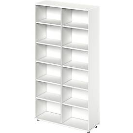 Schäfer Shop Genius Regal TETRIS WOOD, 6 OH, Höhe inkl. Gleiter, Mitteltrennwand, B 1200 mm, weiss
