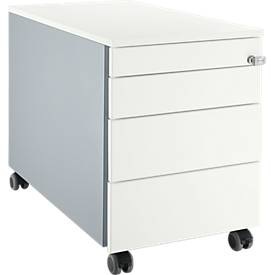 Rollcontainer 1233, mit Griffnut, B 435 x H 577 mm, weißalu/weißalu/weiß