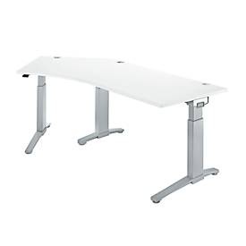 Schäfer Shop Genius Schreibtisch 135° Planova Ergostyle , Ansatz links, man. höheneinstellbar, B 2165 x T 800 mm , weiss/weissalu