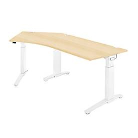 Schäfer Shop Genius Schreibtisch 135° Planova Ergostyle , Ansatz links, man. höheneinstellbar, B 2165 x T 800 mm , Ahorn-Dekor/weiss