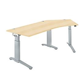 Schäfer Shop Genius Schreibtisch 135° Planova Ergostyle , Ansatz rechts, man. höheneinstellbar, B 2165 x T 800 mm , Ahorn-Dekor/weissalu