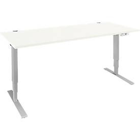 Schäfer Shop Genius Schreibtisch AERO FLEX, elektrisch höhenverstellbar, Rechteck, C-Fuss, B 1600 x T 800 x H 620-1280 mm, weiss/weissalu
