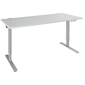 Schäfer Shop Genius Schreibtisch AERO FLEX, elektrisch höhenverstellbar, Rechteck, C-Fuss, B 1800 mm, lichtgrau/weissalu