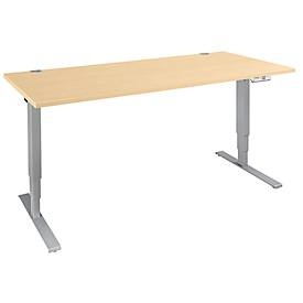 Schäfer Shop Genius Schreibtisch AERO FLEX, elektrisch höhenverstellbar, Rechteck, C-Fuss, B 1800 x T 800 x H 620-1280 mm, Ahorn/weissalu
