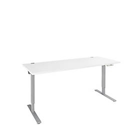Schäfer Shop Genius Schreibtisch AERO FLEX, elektrisch höhenverstellbar, Rechteck, C-Fuss, B 1600 x T 800 x H 700-1200 mm, weiss/weissalu