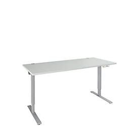 Schäfer Shop Genius Schreibtisch AERO FLEX, elektrisch höhenverstellbar, Rechteck, C-Fuss, B 1800 mm, lichtgrau/weissalu