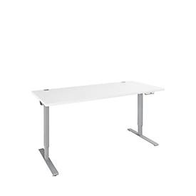 Schäfer Shop Genius Schreibtisch AERO FLEX, elektrisch höhenverstellbar, Rechteck, C-Fuss, B 1800 x T 800 x H 700-1200 mm, weiss/weissalu