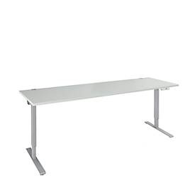 Schäfer Shop Genius Schreibtisch AERO FLEX, elektrisch höhenverstellbar, Rechteck, C-Fuss, B 2000 mm, lichtgrau/weissalu