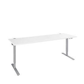 Schäfer Shop Genius Schreibtisch AERO FLEX, elektrisch höhenverstellbar, Rechteck, C-Fuss, B 2000 x T 800 x H 700-1200 mm, weiss/weissalu