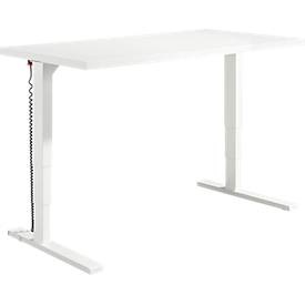 Schäfer Shop Genius Schreibtisch Elements, elektrisch höhenverstellbar, Rechteck, C-Fuss, B 1600 x T 800 x H 645-1300 mm, weiss + Technikeinbau
