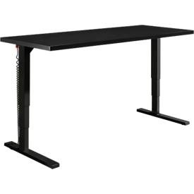 Schäfer Shop Genius Schreibtisch Elements, elektrisch höhenverstellbar, Rechteck, C-Fuss, B 1800 x T 800 x H 645-1300 mm, schwarz/weiss + Technikeinbau