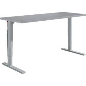 Schäfer Shop Genius Schreibtisch Elements, elektrisch höhenverstellbar, Rechteck, C-Fuss, B 2000 x T 800 x H 645-1300 mm, silber/weiss + Technikeinbau