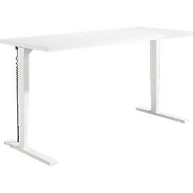 Schäfer Shop Genius Schreibtisch Elements, elektrisch höhenverstellbar, Rechteck, C-Fuß, B 2000 x T 800 x H 645-1300 mm, weiß + Technikeinbau