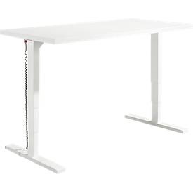 Schäfer Shop Genius Schreibtisch Elements, elektrisch höhenverstellbar, Rechteck, T-Fuss, B 1600 x T 800 x H 645-1300 mm, weiss + Technikeinbau