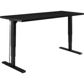 Schäfer Shop Genius Schreibtisch Elements, elektrisch höhenverstellbar, Rechteck, T-Fuss, B 1800 x T 800 x H 645-1300 mm, schwarz/weiss + Technikeinbau
