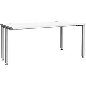 Schäfer Shop Genius Schreibtisch MODENA FLEX, 4-Fuss-Quadratrohr, verkürzte Seitenteile, B 1600 mm, weiss