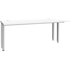 Schäfer Shop Genius Schreibtisch MODENA FLEX, 4-Fuss-Quadratrohr, verkürzte Seitenteile, B 1800 mm, weiss