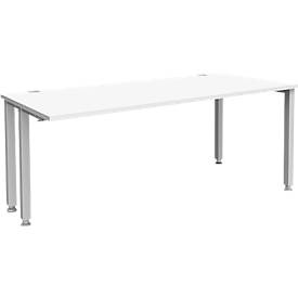 Schäfer Shop Genius Schreibtisch MODENA FLEX, 4-Fuss-Quadratrohr, verkürzte Seitenteile, B 1800 mm, weiss