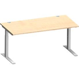 Schäfer Shop Genius Schreibtisch MODENA FLEX, C-Fuss-Rechteckrohr, B 1600 x T 800 mm, Ahorn/weissalu