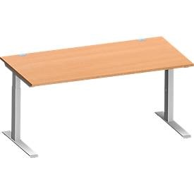Schäfer Shop Genius Schreibtisch MODENA FLEX, C-Fuss-Rechteckrohr, B 1600 x T 800 mm, Buche/weissalu