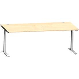Schäfer Shop Genius Schreibtisch MODENA FLEX, C-Fuss-Rechteckrohr, B 2000 x T 1000 mm, Ahorn/weissalu