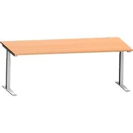 Schäfer Shop Genius Schreibtisch MODENA FLEX, C-Fuss-Rechteckrohr, B 2000 x T 1000 mm, Buche/weissalu