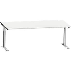 Schäfer Shop Genius Schreibtisch MODENA FLEX, C-Fuss-Rechteckrohr, B 2000 x T 1000 mm, lichtgrau/weissalu