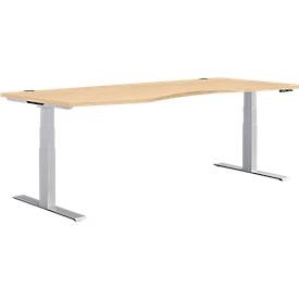 Schäfer Shop Genius Schreibtisch MODENA FLEX, elektrisch höhenverstellbar, Freiform, Ansatz links, B 1800 mm, Ahorn/weissalu