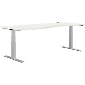 Schäfer Shop Genius Schreibtisch MODENA FLEX, elektrisch höhenverstellbar, Freiform, Ansatz links, B 1800 mm, weiss/weissalu
