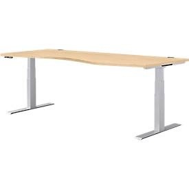 Schäfer Shop Genius Schreibtisch MODENA FLEX, elektrisch höhenverstellbar, Freiform, Ansatz rechts, B 1800 mm, Ahorn/weissalu
