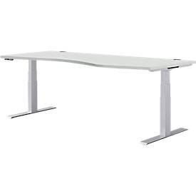 Schäfer Shop Genius Schreibtisch MODENA FLEX, elektrisch höhenverstellbar, Freiform, Ansatz rechts, B 1800 mm, lichtgrau/weissalu