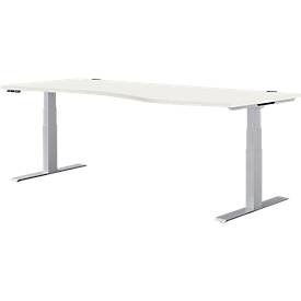 Schäfer Shop Genius Schreibtisch MODENA FLEX, elektrisch höhenverstellbar, Freiform, Ansatz rechts, B 1800 mm, weiss/weissalu