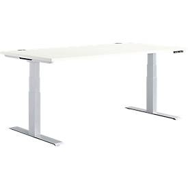 Schäfer Shop Genius Schreibtisch MODENA FLEX, elektrisch höhenverstellbar, Rechteck, T-Fuss, B 1600 x T 800 x H 645-1290 mm, weiss/weissalu