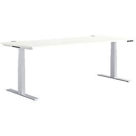 Schäfer Shop Genius Schreibtisch MODENA FLEX, elektrisch höhenverstellbar, Rechteck, T-Fuss, B 1800 x T 800 x H 645-1290 mm, weiss/weissalu
