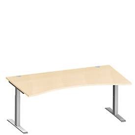Schäfer Shop Genius Schreibtisch MODENA FLEX, mit Cockpitplatte, T-Fuß-Rechteckrohr, Breite 1800 mm, Ahorn/weißalu