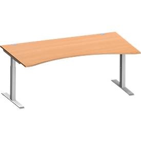 Schäfer Shop Genius Schreibtisch MODENA FLEX, mit Cockpitplatte, T-Fuss-Rechteckrohr, Breite 1800 mm, Buche/weissalu