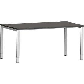 Schäfer Shop Genius Schreibtisch Modena Flex, Rechteck, 4-Fuss Rechteckrohr, B 1600 x T 800 x H 650-850 mm, graphit/weissaluminium
