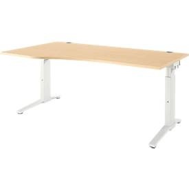 Schäfer Shop Genius Schreibtisch PLANOVA ERGOSTYLE, Ansatz links, manuell höhenverstellbar durch Imbusschlüssel, B 1800 mm, Ahorn/weiß