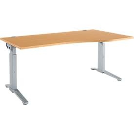 Schäfer Shop Genius Schreibtisch PLANOVA ERGOSTYLE, Ansatz rechts, manuell höhenverstellbar durch Imbusschlüssel, B 1800 mm, Buche/weissalu