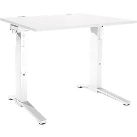 Schäfer Shop Genius Schreibtisch PLANOVA ergoSTYLE, C-Fuss, Rechteck, man. höhenverstellbar, B 1200 x T 800 x H 675-895 mm, weiss/weiss