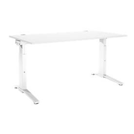 Schäfer Shop Genius Schreibtisch PLANOVA ergoSTYLE, C-Fuss, Rechteck, man. höhenverstellbar, B 1600 x T 800 x H 675-895 mm, weiss/weiss