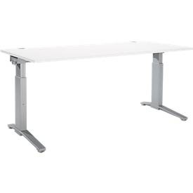 Schäfer Shop Genius Schreibtisch PLANOVA ergoSTYLE, C-Fuss, Rechteck, man. höhenverstellbar, B 1800 x T 800 x H 675-895 mm, weiss/weissalu